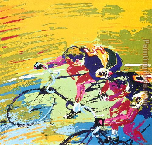 Indoor Cycling painting - Leroy Neiman Indoor Cycling art painting